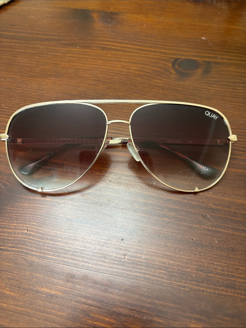 Quay Australia Gold Aviator Sunglasses with Brown Gradient Lenses